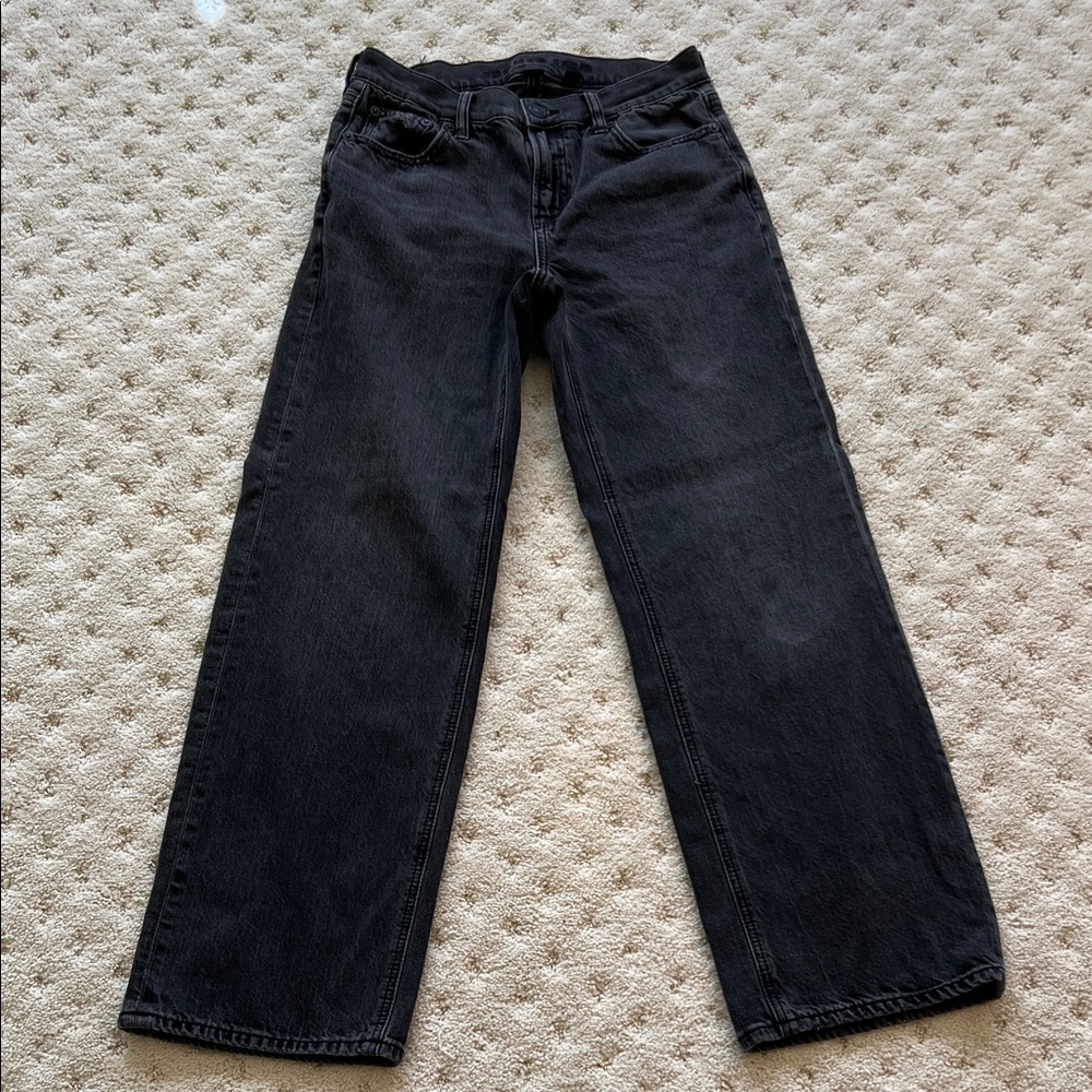 AE. strigid black washed stovepipe jeans